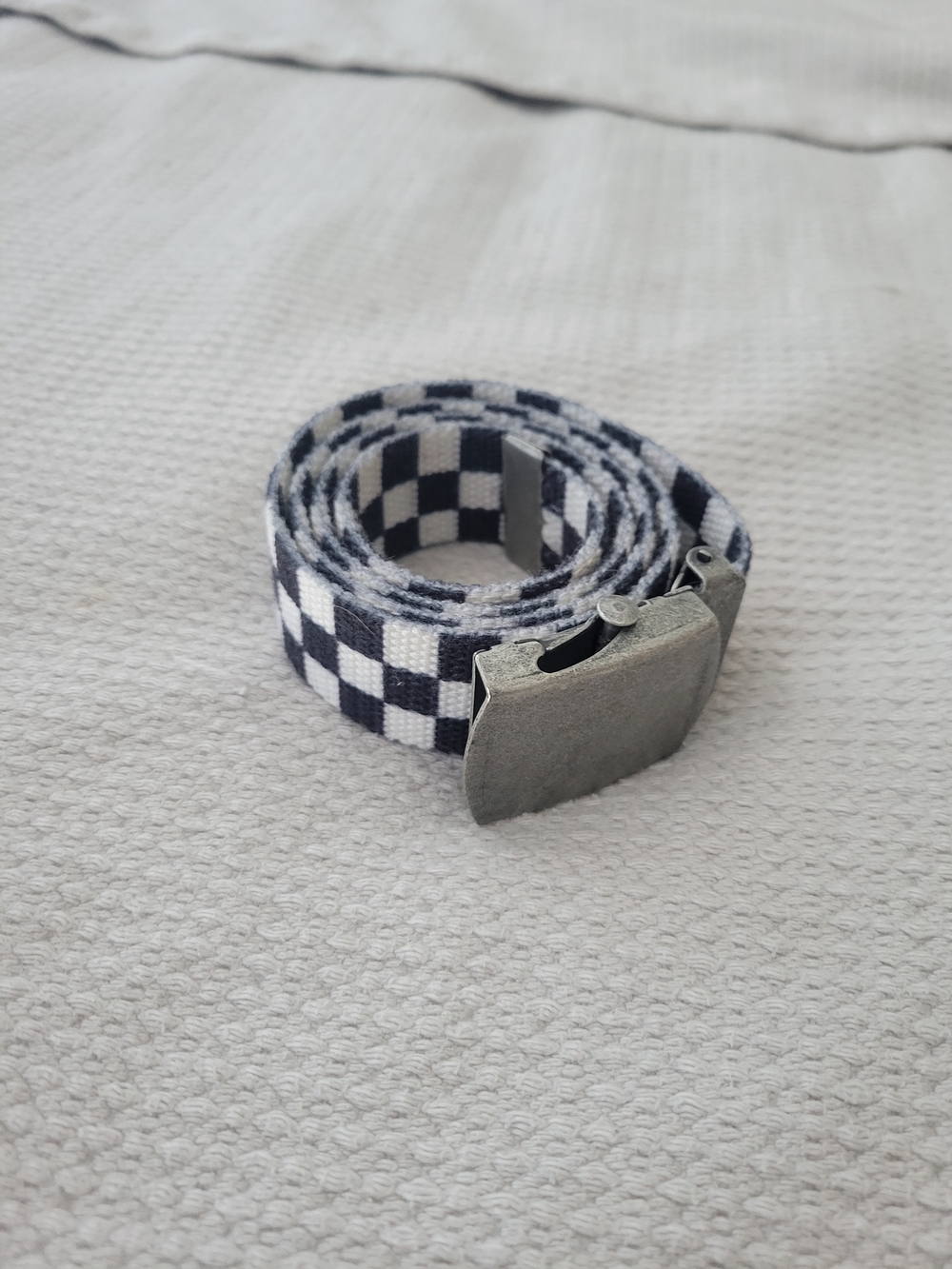 Checkered Canvas Belt in Black and White